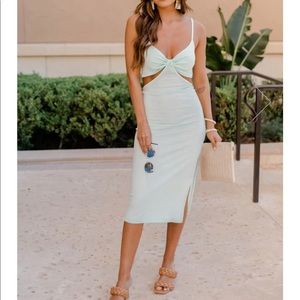 HIT THE DANCE FLOOR GREEN CUT OUT MIDI DRESS